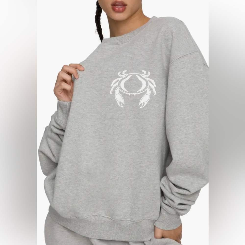 Good American Gray Sweatshirt with White Crab Design